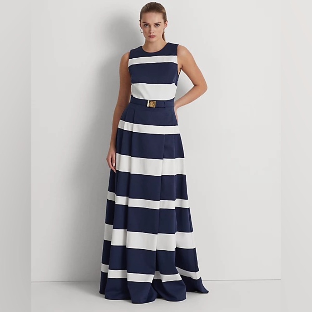 Lauren Ralph Lauren White and Blue Cut Out Maxi Sundress